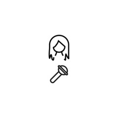 Profession, hobby, everyday life concept. Modern vector symbol suitable for shops, store, books, articles. Line icon of woman by microphone