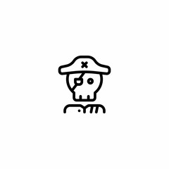 Skull, Bandit, Captain, Outline Icon, Logo, and illustration