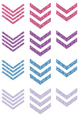 Faux Glitter Chevron Clipart Set - Pink, Purple and Blue