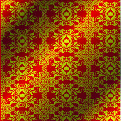 Royal vector textile on red background, luxury red royal wallpaper, layout design, poster template, background, art