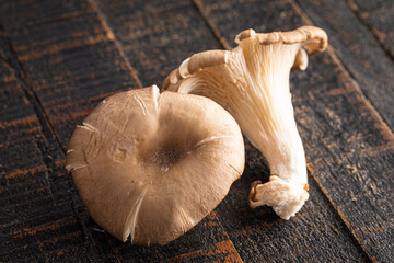 Fresh Mushrooms on a Wooden Table