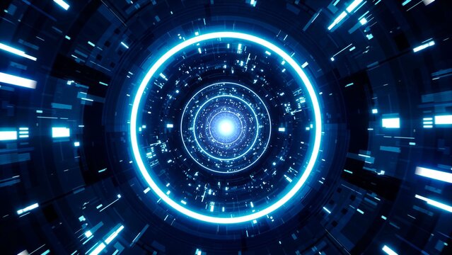 Shiny Blue Cyber Technology Tunnel VJ Art Background