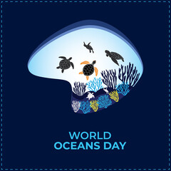 World oceans day concept. Template for background, banner, card, poster.