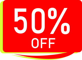 Sale tag 50 % off, banner design template, red color, vector illustration