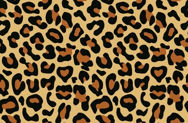 leopard seamless print vector texture, yellow background, classic trendy print