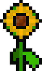 Pixel sunflower - isolated 8 bit vector