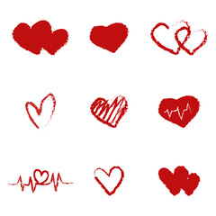 set of heart shape with red color