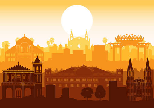 Philippines Famous Landmarks By Silhouette Style