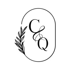 qc, cq, Elegant Wedding Monogram, Wedding Logo Design, Save The Date Logo