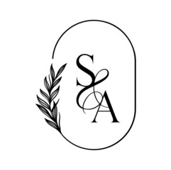 as, sa, Elegant Wedding Monogram, Wedding Logo Design, Save The Date Logo