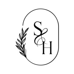 hs, sh, Elegant Wedding Monogram, Wedding Logo Design, Save The Date Logo