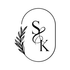 ks, sk, Elegant Wedding Monogram, Wedding Logo Design, Save The Date Logo