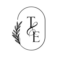 et, te, Elegant Wedding Monogram, Wedding Logo Design, Save The Date Logo
