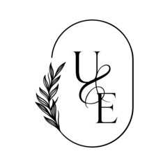 eu, ue, Elegant Wedding Monogram, Wedding Logo Design, Save The Date Logo
