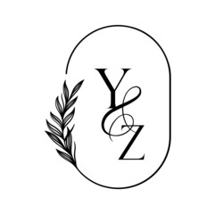 zy, yz, Elegant Wedding Monogram, Wedding Logo Design, Save The Date Logo
