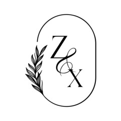 xz, zx, Elegant Wedding Monogram, Wedding Logo Design, Save The Date Logo