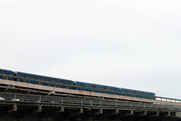 train on the railway. Kyiv metro station