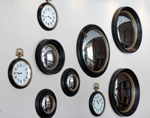 set of clocks on the wall