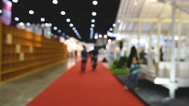 Abstract background blurred many people in the exhibition expo event or trade fair
