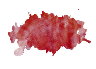 Watercolor spot, blot, brushstroke on a white background. Sketch. Rich red and pink shades.