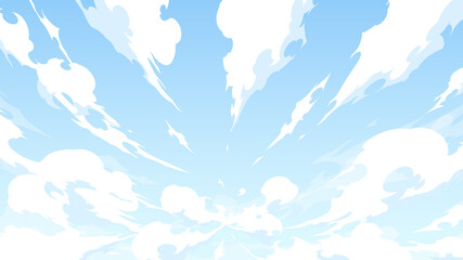 Fototapeta na wymiar 中心から湧き出すかっこいい雲と空の背景イラスト_エフェクト風_16:9