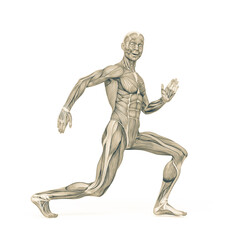 Fototapeta na wymiar average man muscle maps is doing a robot dance pose