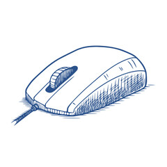 Freehand drawing of a computer mouse. Vector sketch in doodle style.