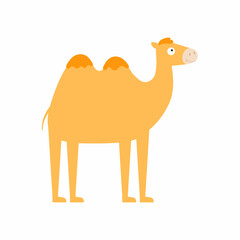 Cute little camel isolated. Cartoon animal character for kids cards, baby shower, invitation, poster, t-shirt, house decor. Vector stock illustration.