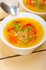 Syrian barley broth soup Aleppo style