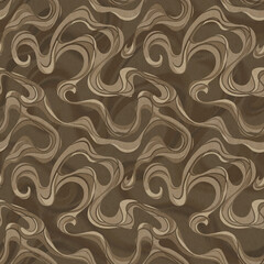 Earth colored dynamic waves seamless pattern. Active illustration for textile, print, wrapping paper.