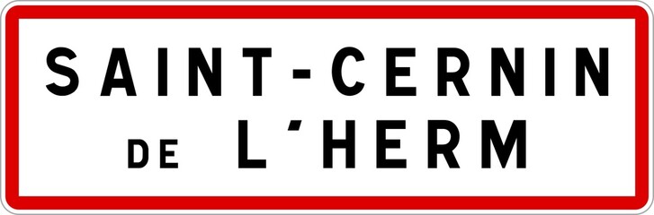 Panneau entrée ville agglomération Saint-Cernin-de-l'Herm / Town entrance sign Saint-Cernin-de-l'Herm