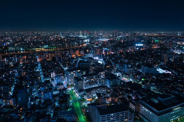 東京都墨田区 東京ソラマチスカイツリービューからの夜景、隅田川方向