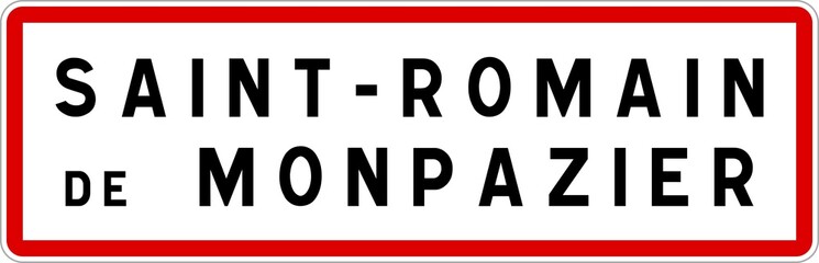 Panneau entrée ville agglomération Saint-Romain-de-Monpazier / Town entrance sign Saint-Romain-de-Monpazier