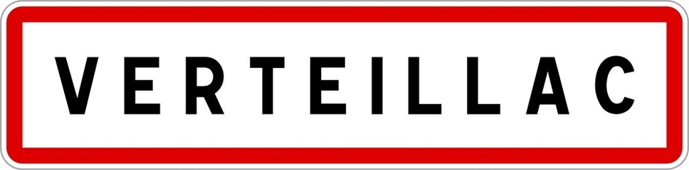 Fototapeta premium Panneau entrée ville agglomération Verteillac / Town entrance sign Verteillac