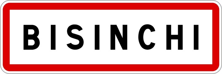 Obraz premium Panneau entrée ville agglomération Bisinchi / Town entrance sign Bisinchi