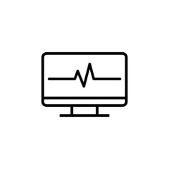 Monitor with cardiogram icon isolated on white background. ECG monitor with heart beat sign