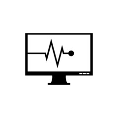 Monitor with cardiogram icon isolated on white background. ECG monitor with heart beat sign