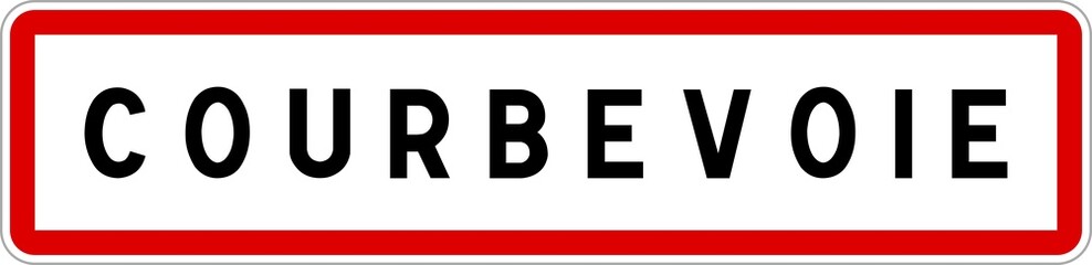 Panneau entrée ville agglomération Courbevoie / Town entrance sign Courbevoie