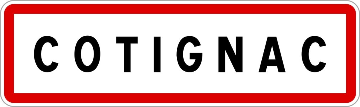 Panneau entr&eacute;e ville agglom&eacute;ration Cotignac / Town entrance sign Cotignac