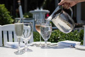 water glasses on the table