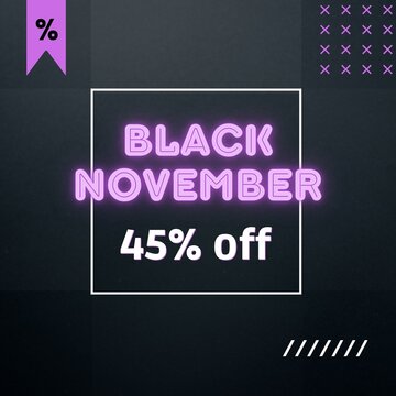 45% off Black November neon purple and black background discount 