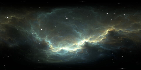 Naklejka premium Space background with nebula and stars. Environment 360 HDRI map. Equirectangular projection, spherical panorama.