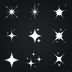 White sparkling and twinkling symbols vector. The set of original vector stars sparkle icon. Bright stars icon Vector collection. 