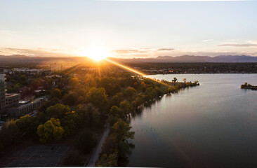 Sloan Lake Aerial View in Denver, Colorado