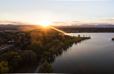 Sloan Lake Aerial View in Denver, Colorado