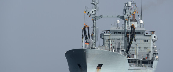 WARSHIP - A supply ship of the German Navy is sailing on the sea © Wojciech Wrzesień