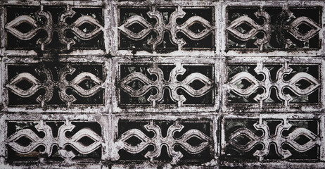 Brick Texture Concrete ventilation, Old wall stone house bg.                         