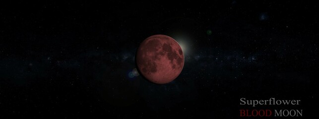super flower blood moon , moon eclipse  3d illustration concept © SN
