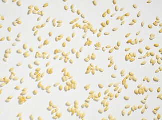 Sesame seeds on white background