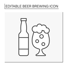 Drink line icon. Craft beers. Bar. Beer brewing concept. Isolated vector illustration. Editable stroke